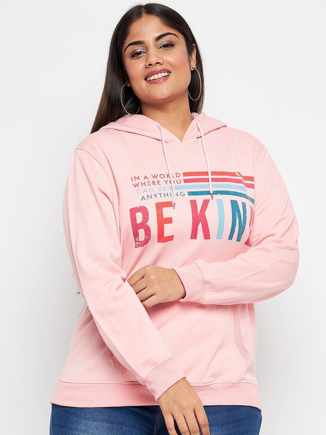austivo women pink printed hooded sweatshirt