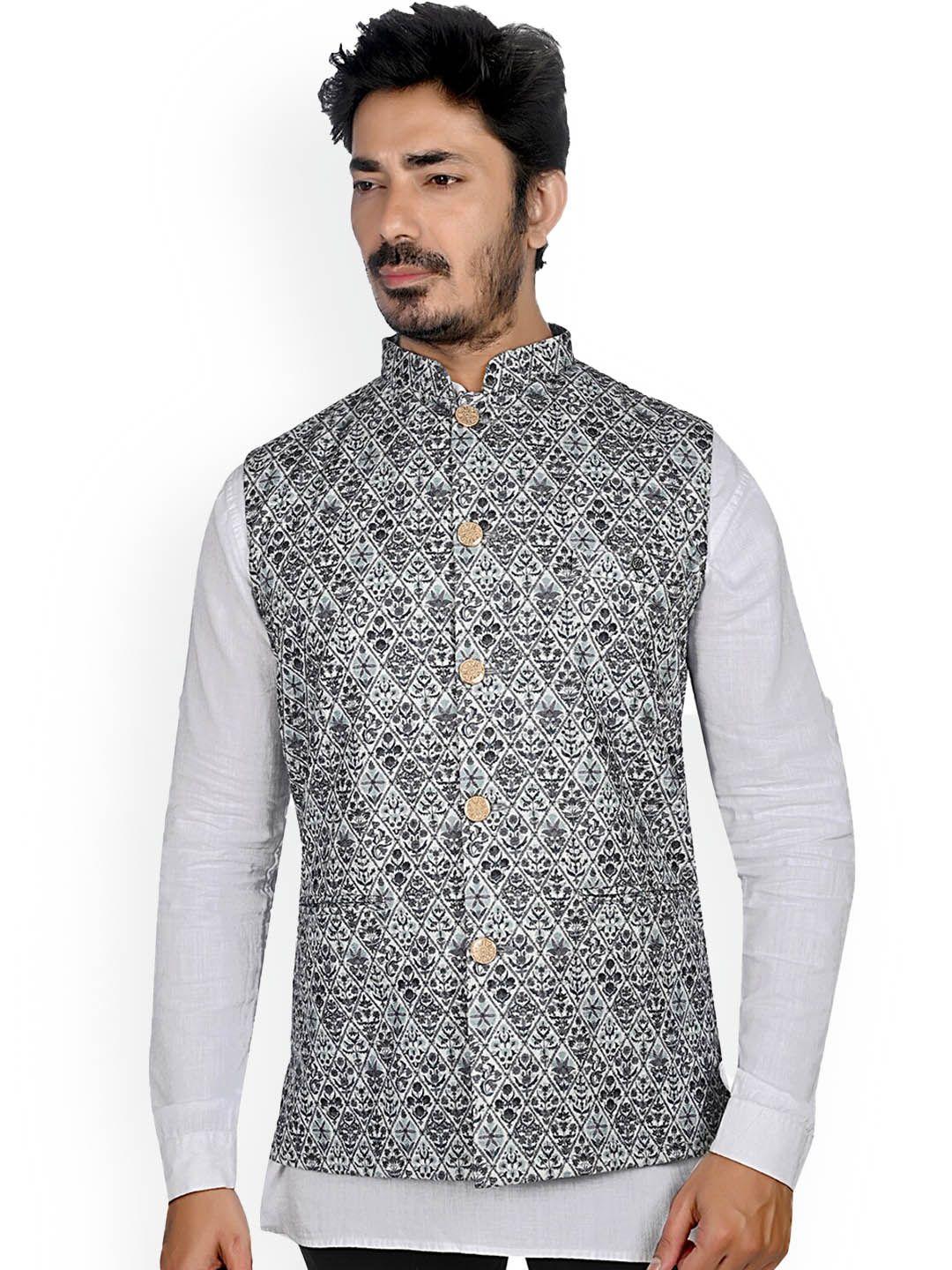 authentics printed woven chikankari nehru jackets