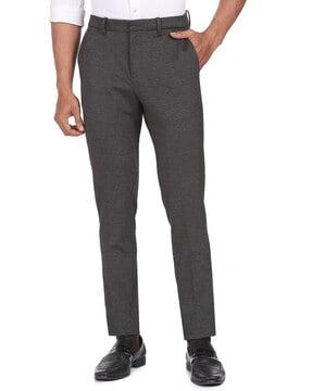 auto flex new york slim fit flat-front trousers