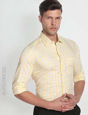 auto press tartan check dobby formal shirt