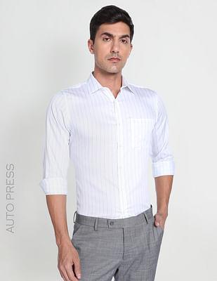 auto press vertical stripe formal shirt