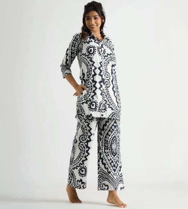 autumnlane black freya zebb printed tunic with pant co-ord set