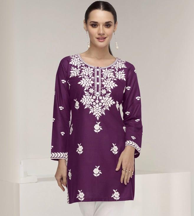 autumnlane chetna purple embroidery kurta