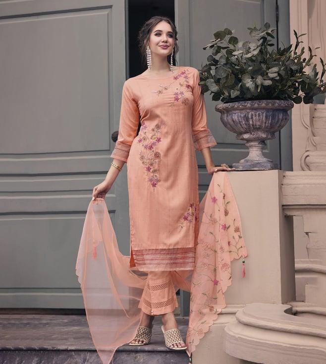 autumnlane farzana peach handwork kurta