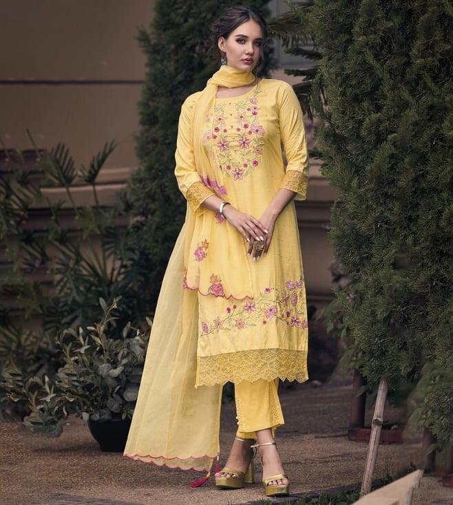 autumnlane farzana yellow handwork kurta