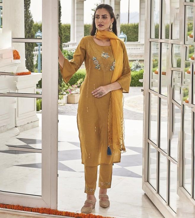 autumnlane grishma yellow handwork & embroidery kurta