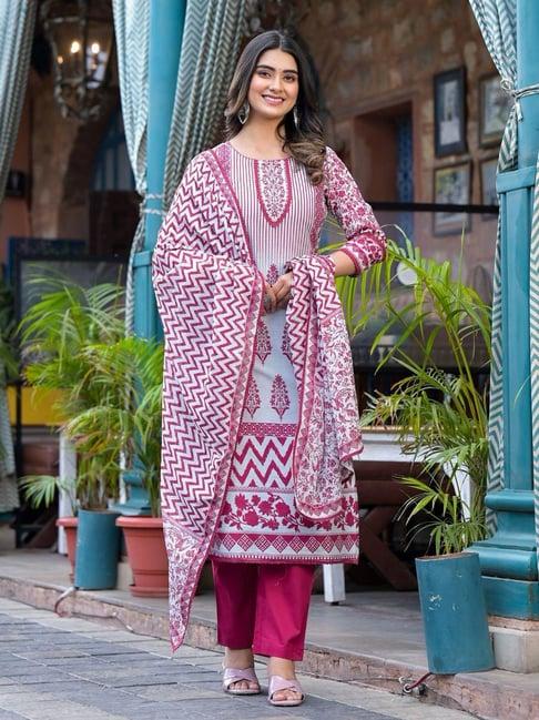 autumnlane ishani crimson cotton suit set