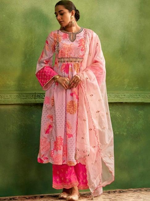 autumnlane pink adya gulab luxury anarkali kurta with pant and dupatta