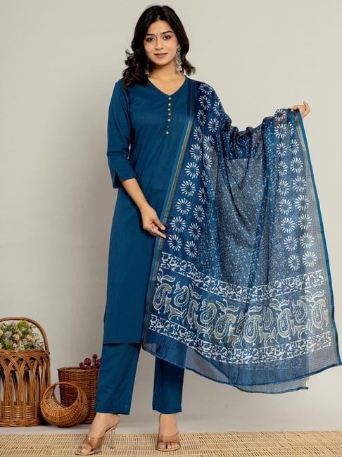 autumnlane prapti indigo cotton suit set