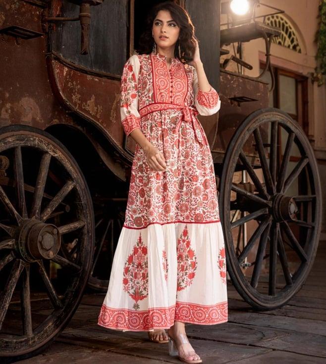 autumnlane red sam anokhi crimson print cotton dress