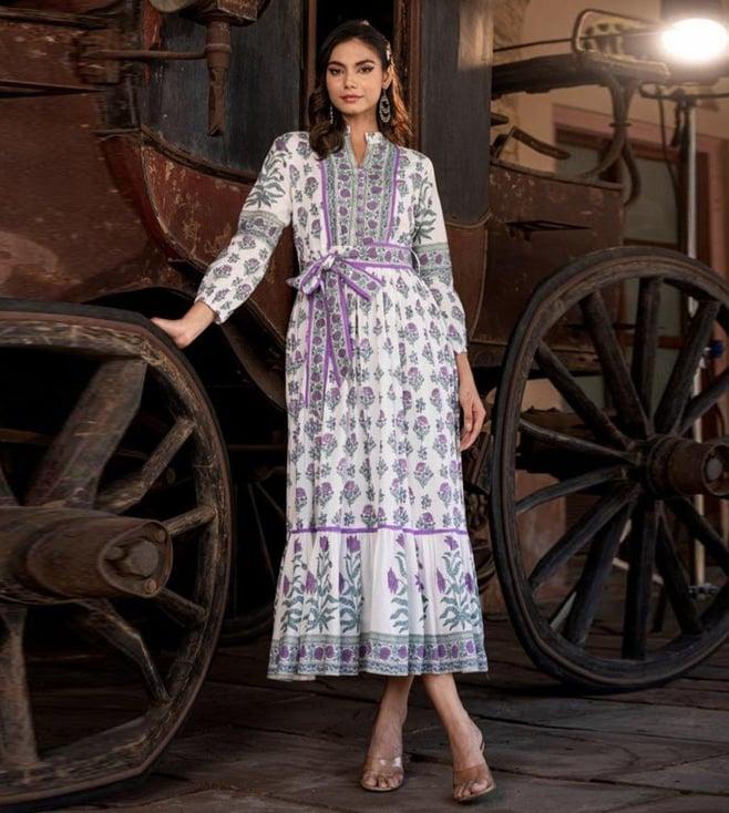 autumnlane sam anokhi purple printed cotton dress