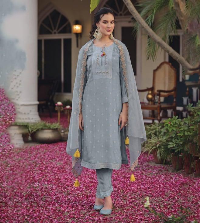 autumnlane shadab grey embroidered kurta