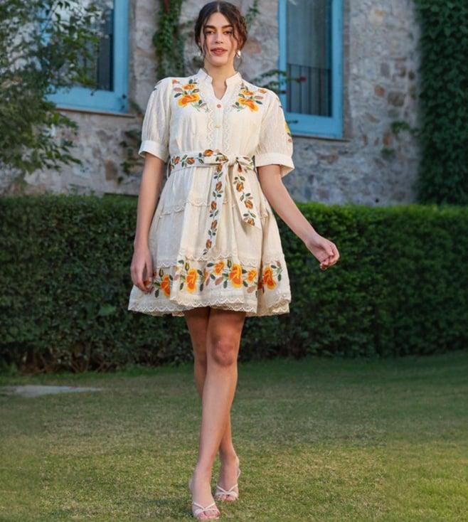 autumnlane white sam pearl marigold cotton dress