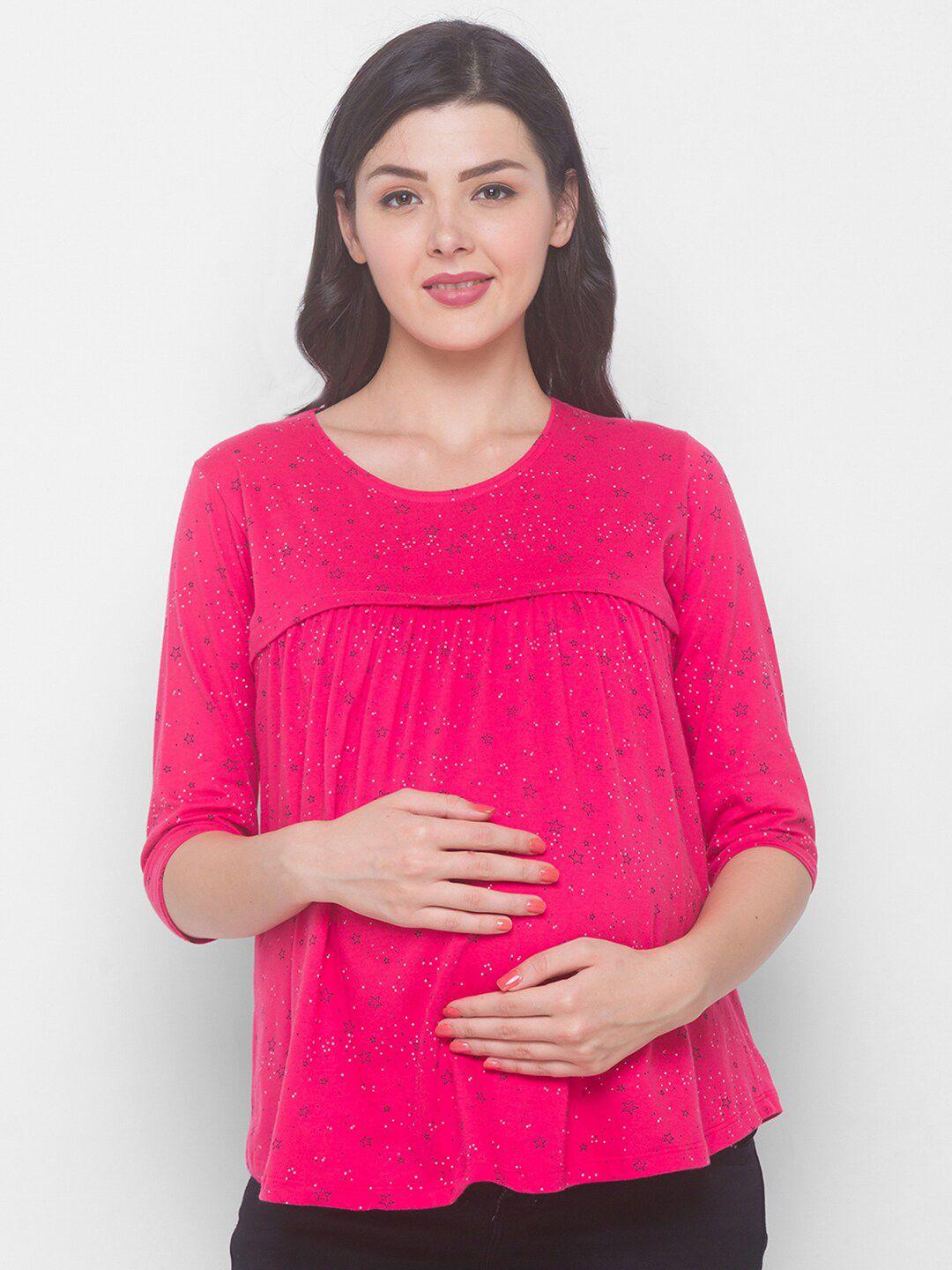 av2 conversational printed pure cotton maternity top