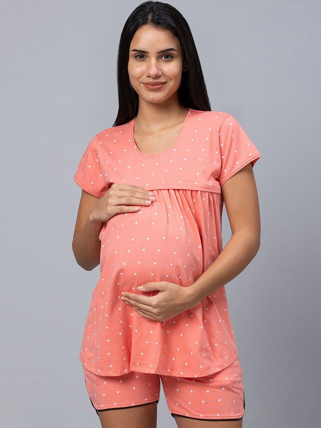av2 women printed pure cotton maternity night suit