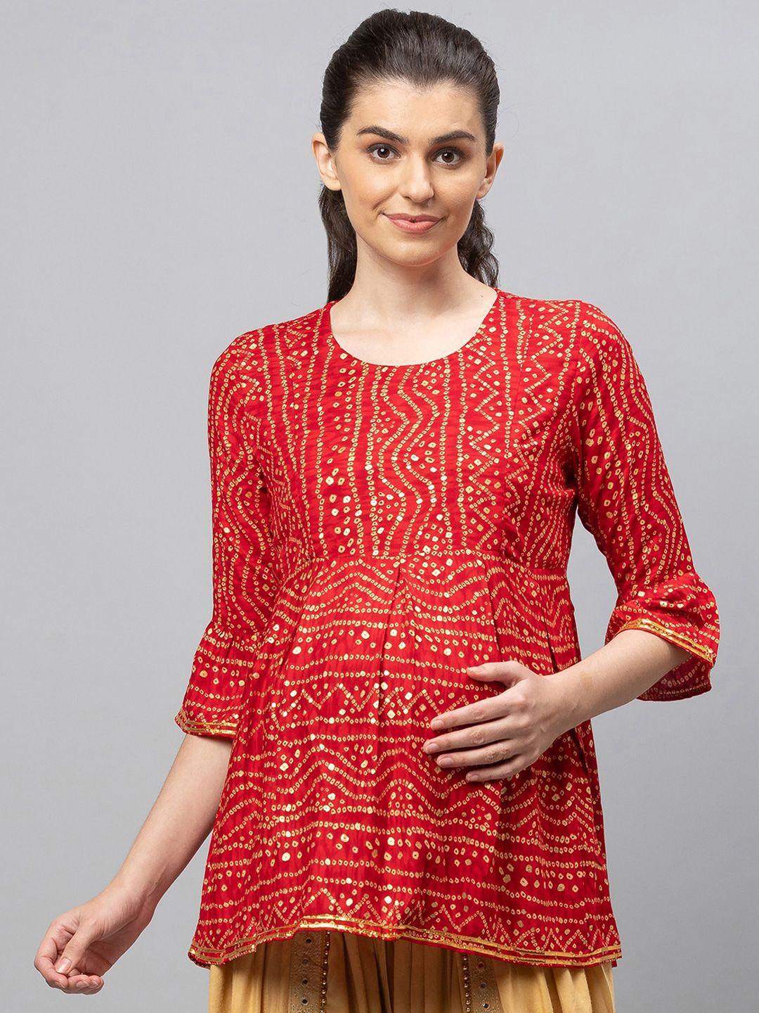 av2 bandhani printed maternity top