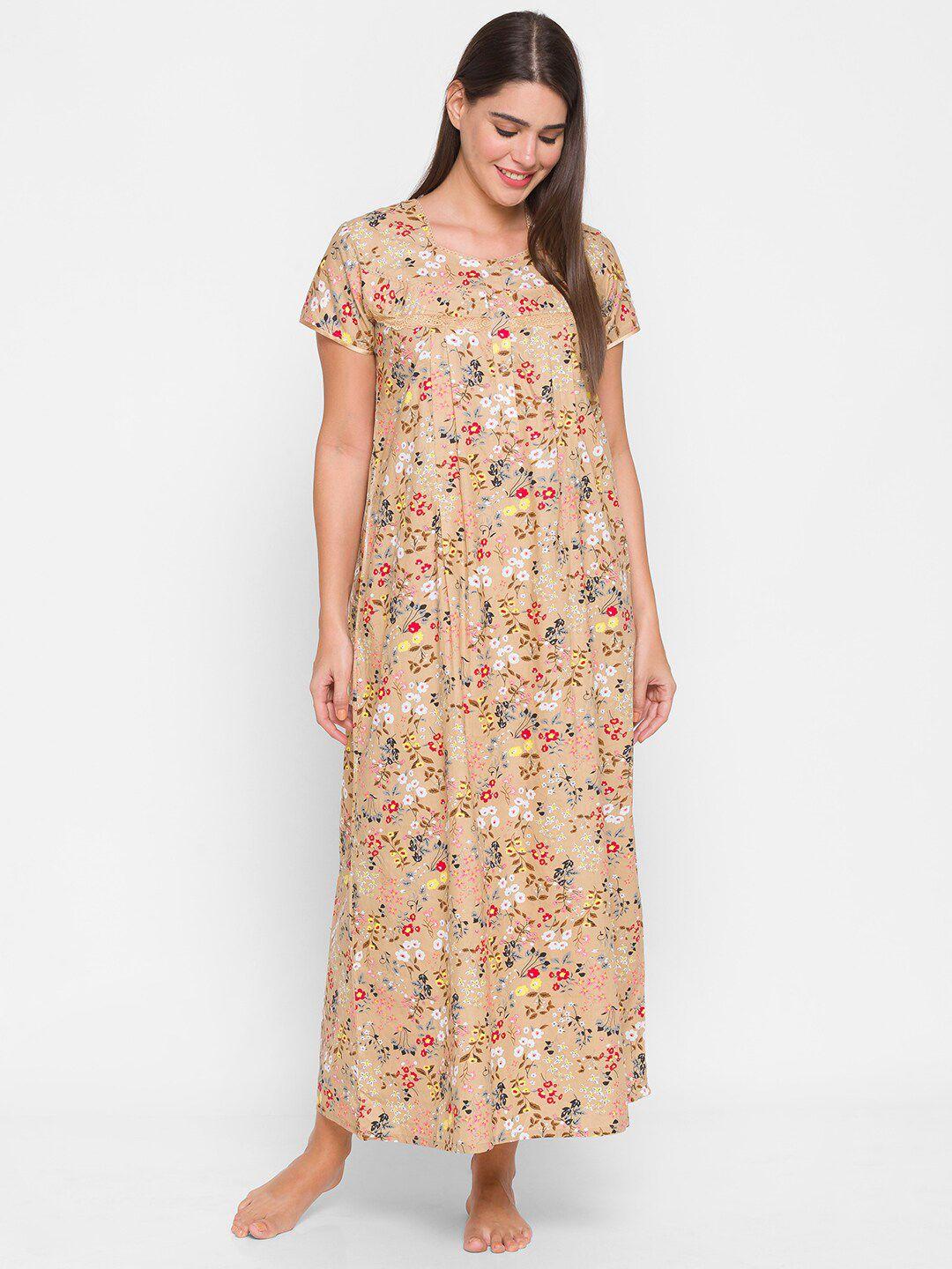 av2 beige printed maxi nightdress