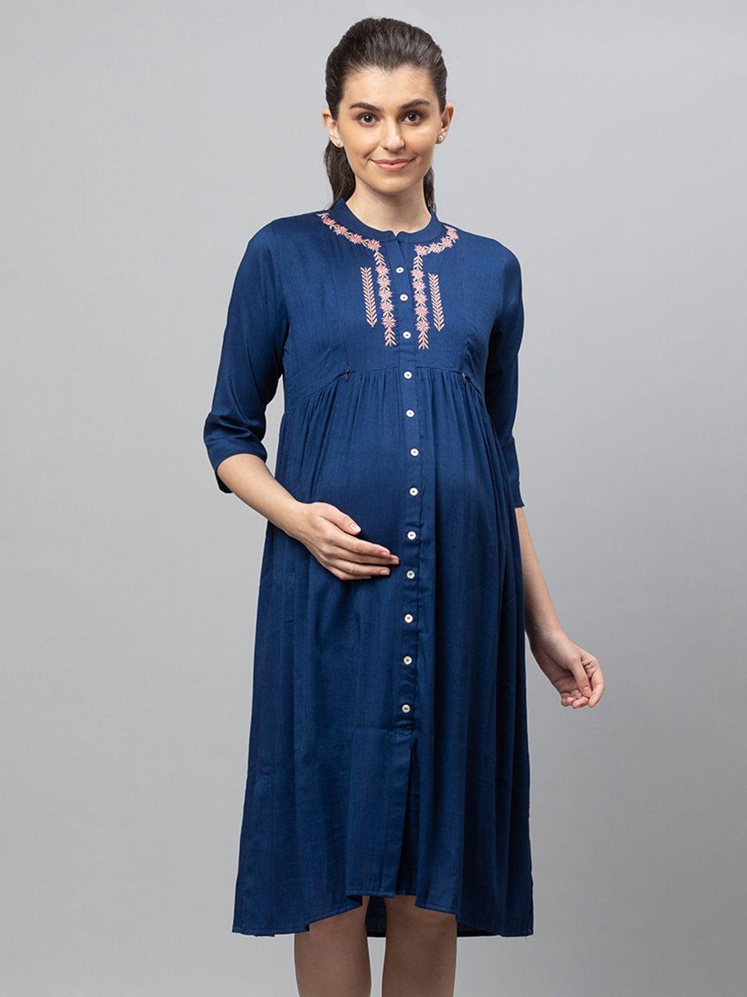 av2 blue maternity shirt cotton dress