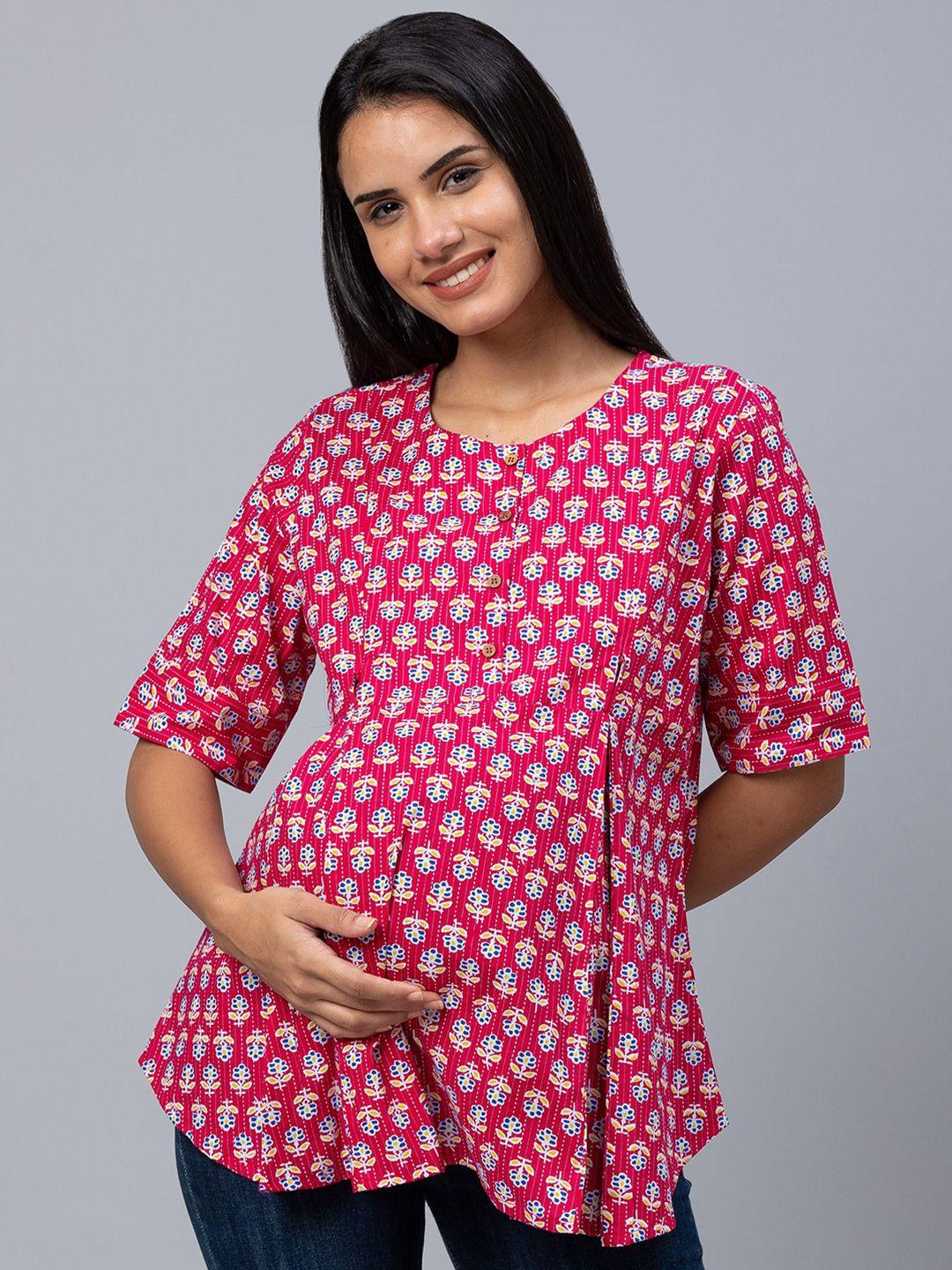 av2 floral printed pure cotton maternity top