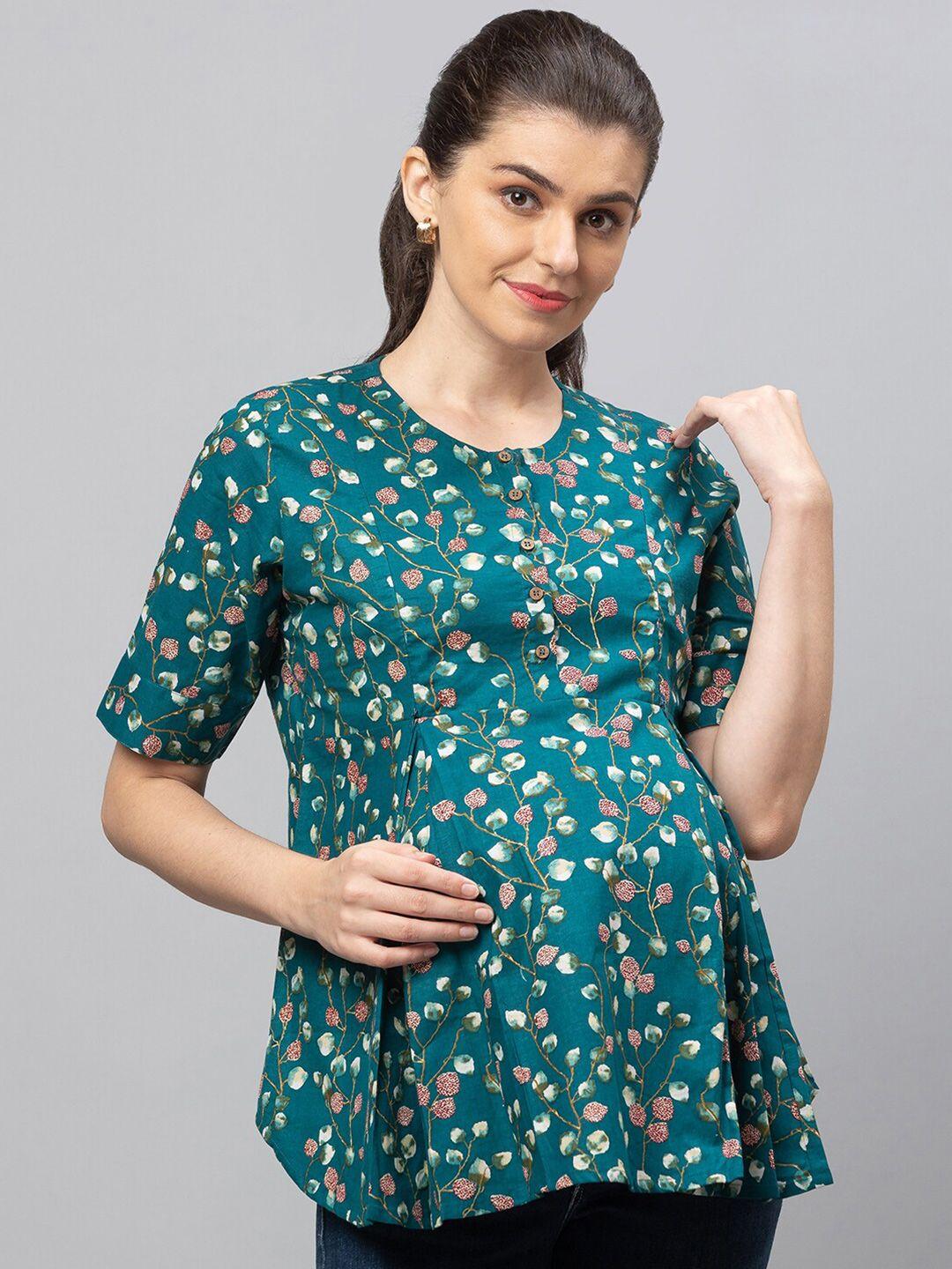 av2 floral printed pure cotton maternity top