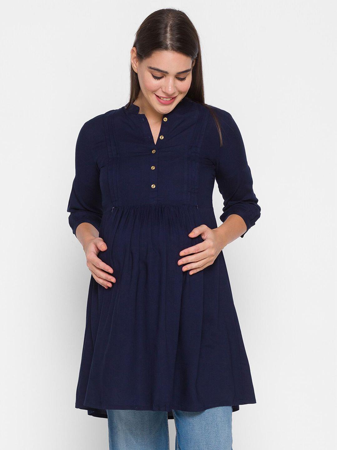 av2 navy blue longline maternity top