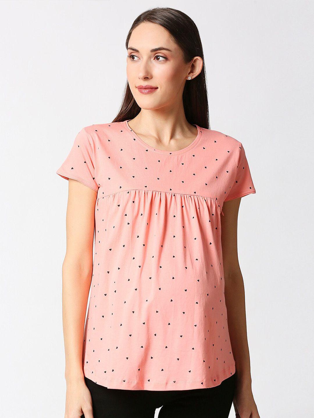 av2 peach-coloured printed maternity top