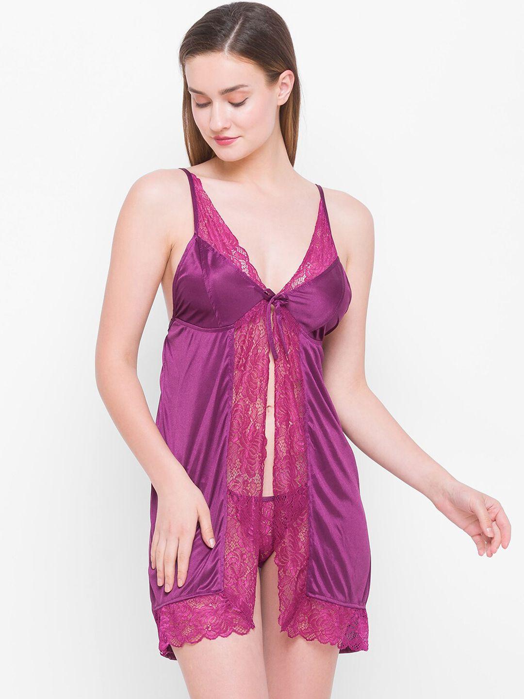 av2 purple satin baby doll