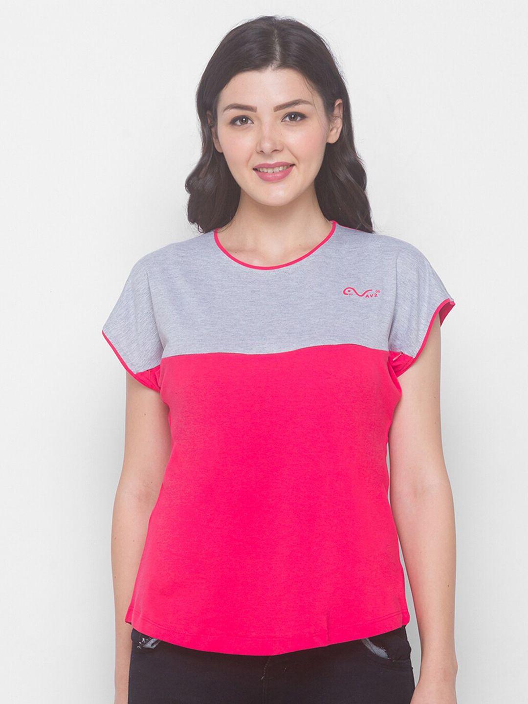 av2 red colourblocked maternity  top