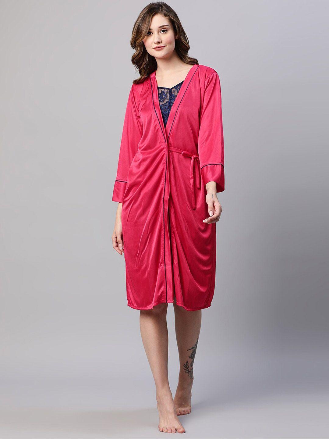 av2 self design satin nightdress with robe