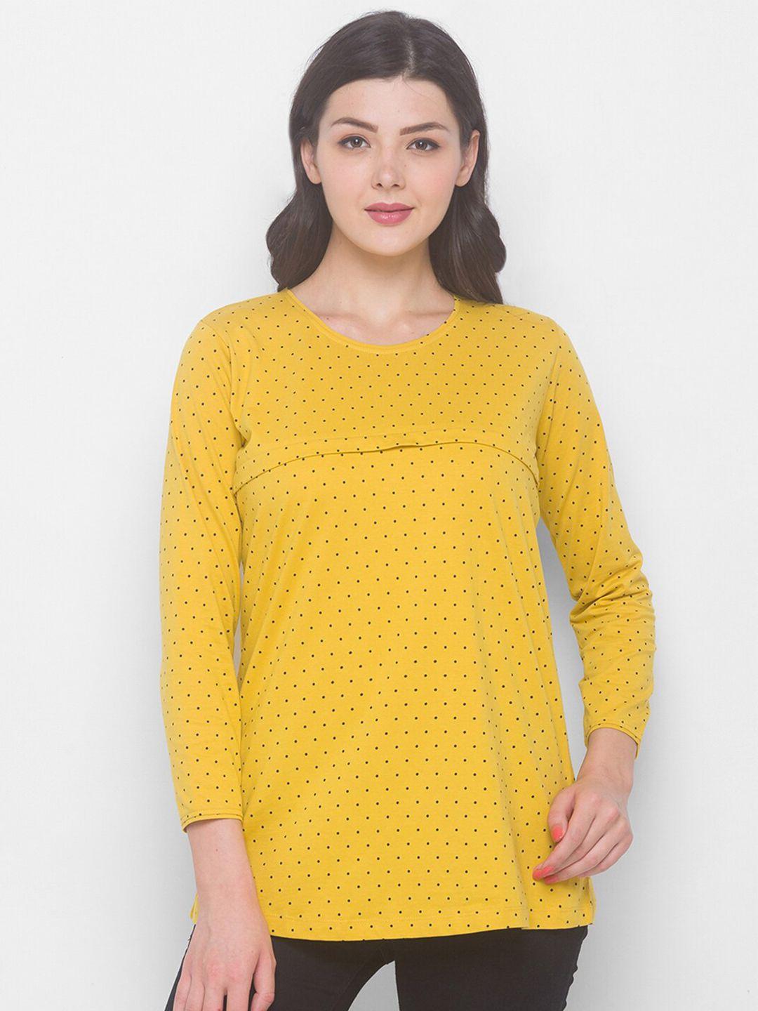 av2 yellow maternity print pure cotton top