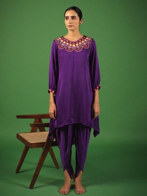 avaasya jaipur plum purple firozah zoya kurta with dhoti pants