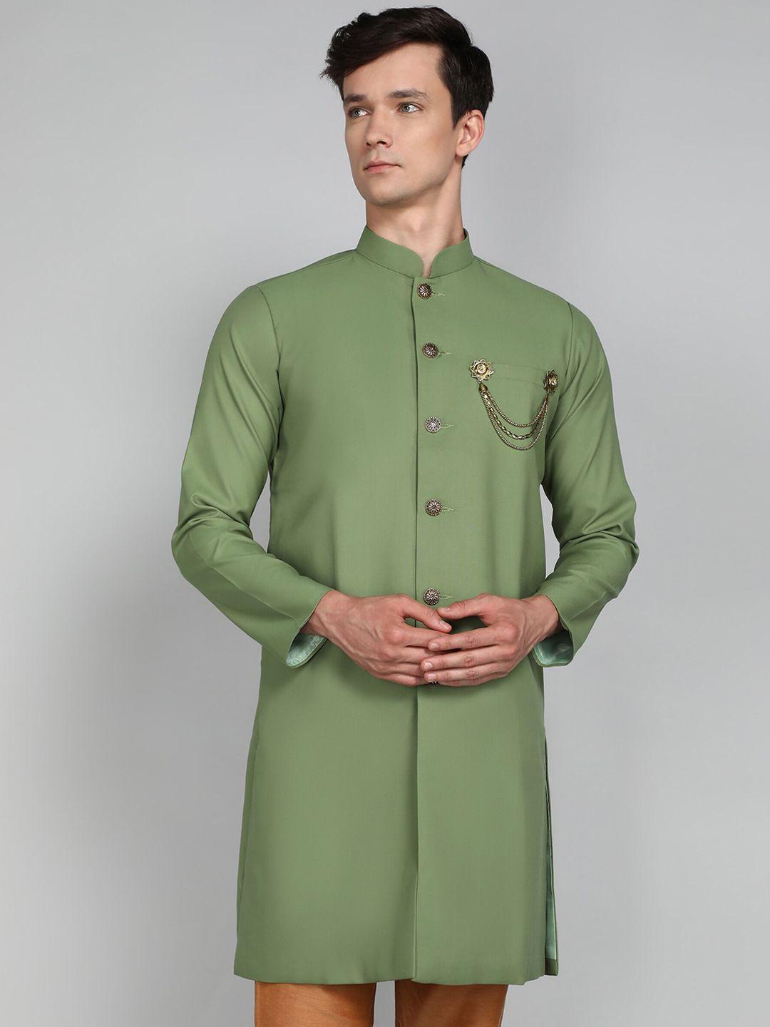 avaeta mandarin collar cotton sherwani set