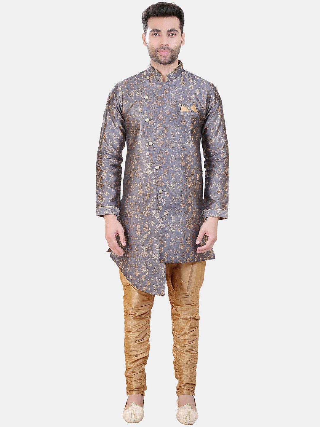 avaeta mandarin collar floral printed sherwani with churidar