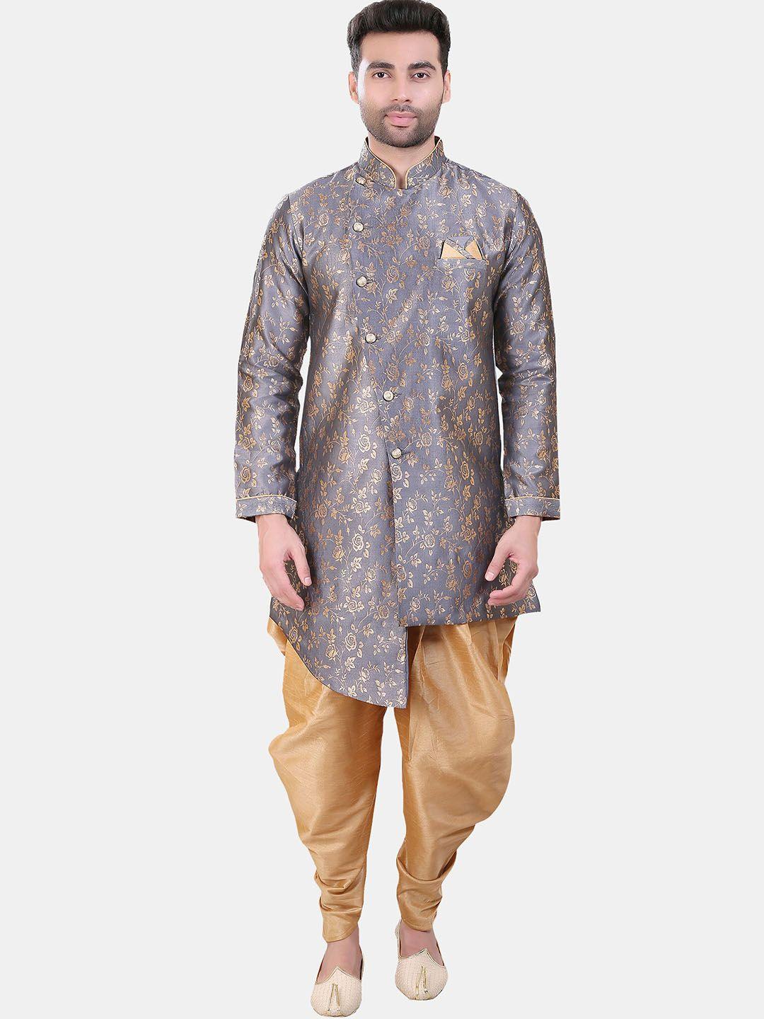 avaeta men floral printed jacquard sherwani with patiala