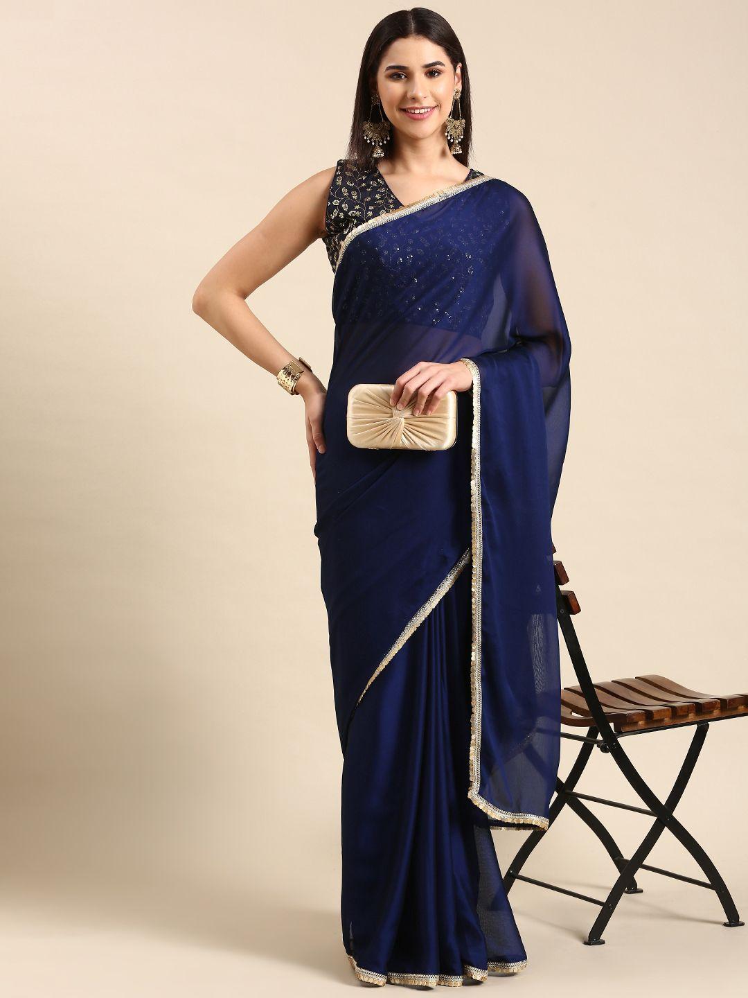 avanshee embroidered poly georgette saree