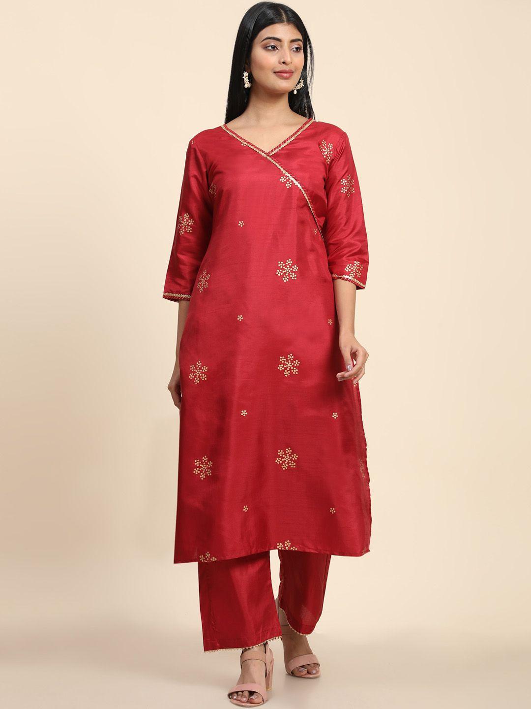 avanshee ethnic motifs printed gotta patti kurta with palazzos