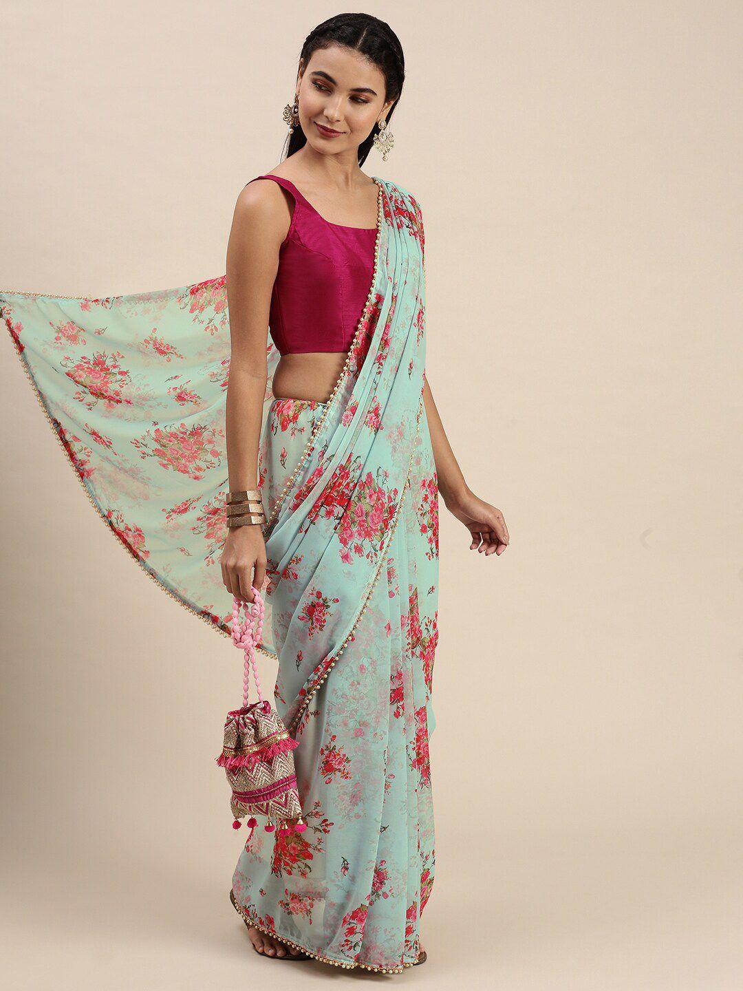 avanshee floral beads and stones saree