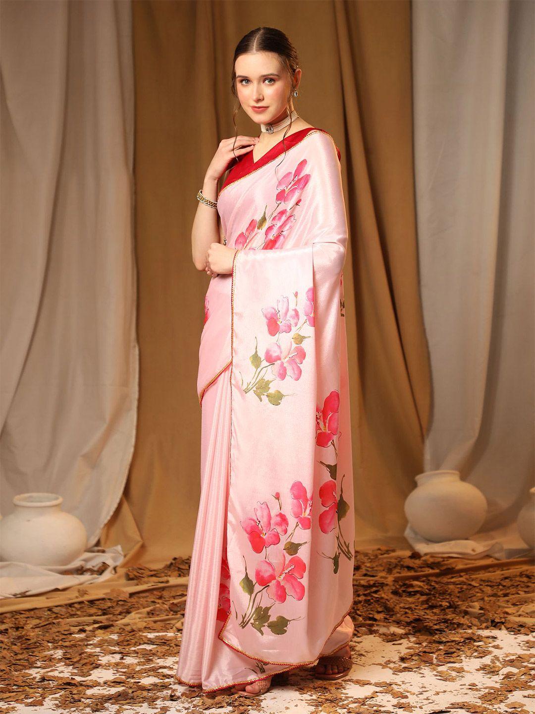 avanshee floral printed pure chiffon saree