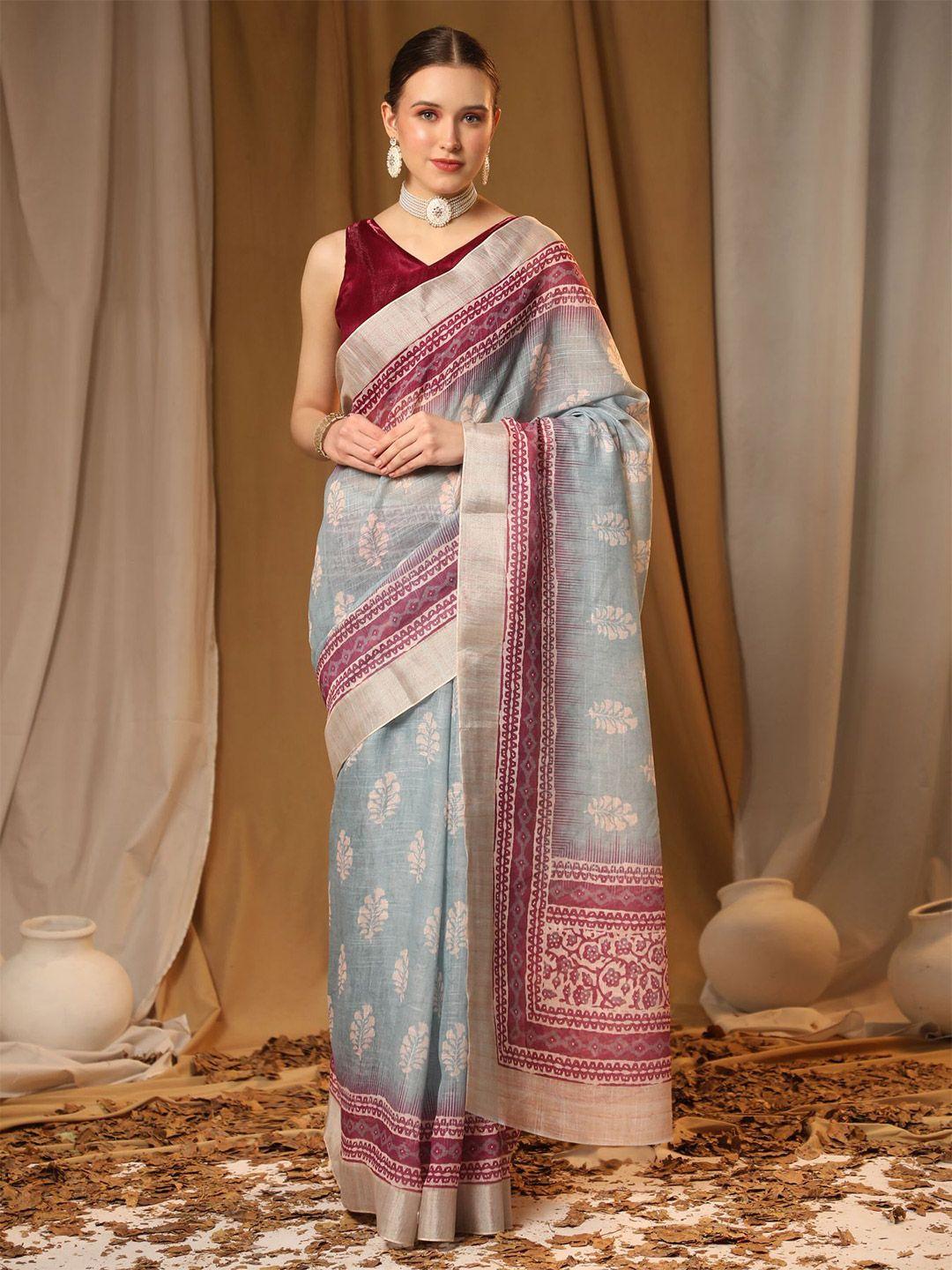 avanshee floral printed zari saree