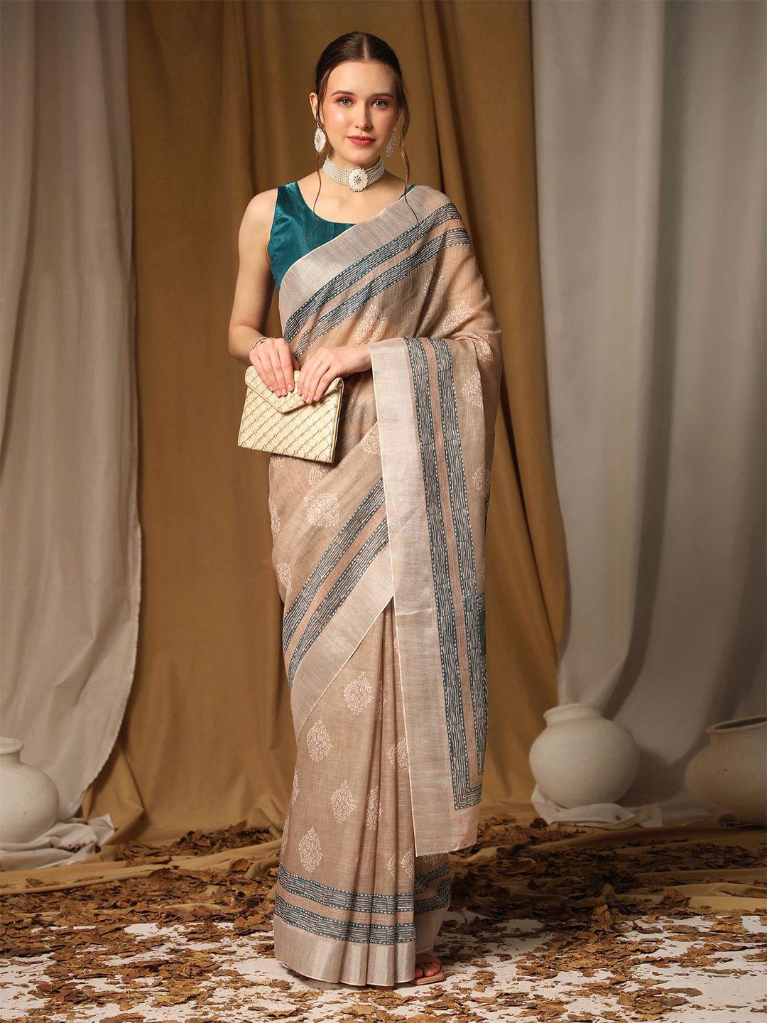 avanshee floral printed zari saree