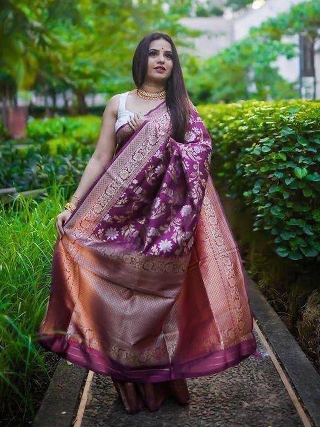 avanshee floral woven design zari banarasi saree