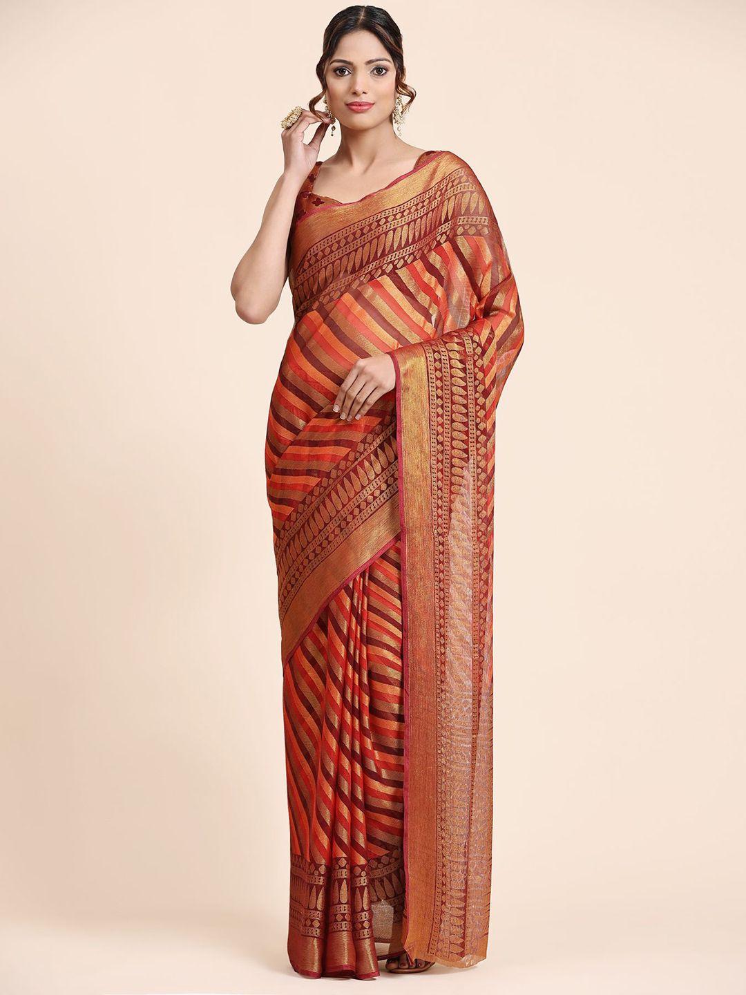 avanshee striped brasso saree