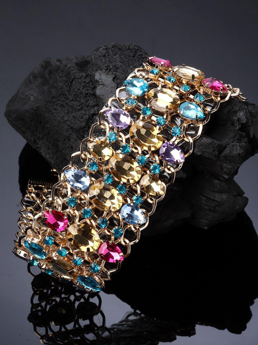 avant-garde paris gold plated rhinestone studded choker necklace