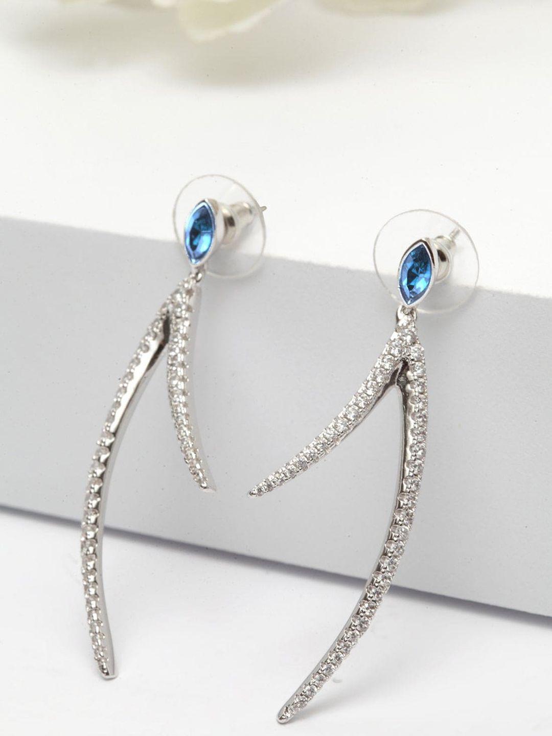 avant-garde paris silver-toned swarovski crystal studded contemporary drop earrings
