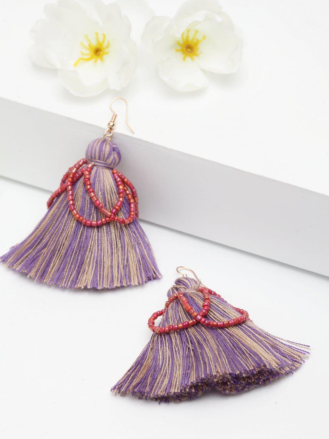 avant-garde paris lavender teardrop shaped drop earrings