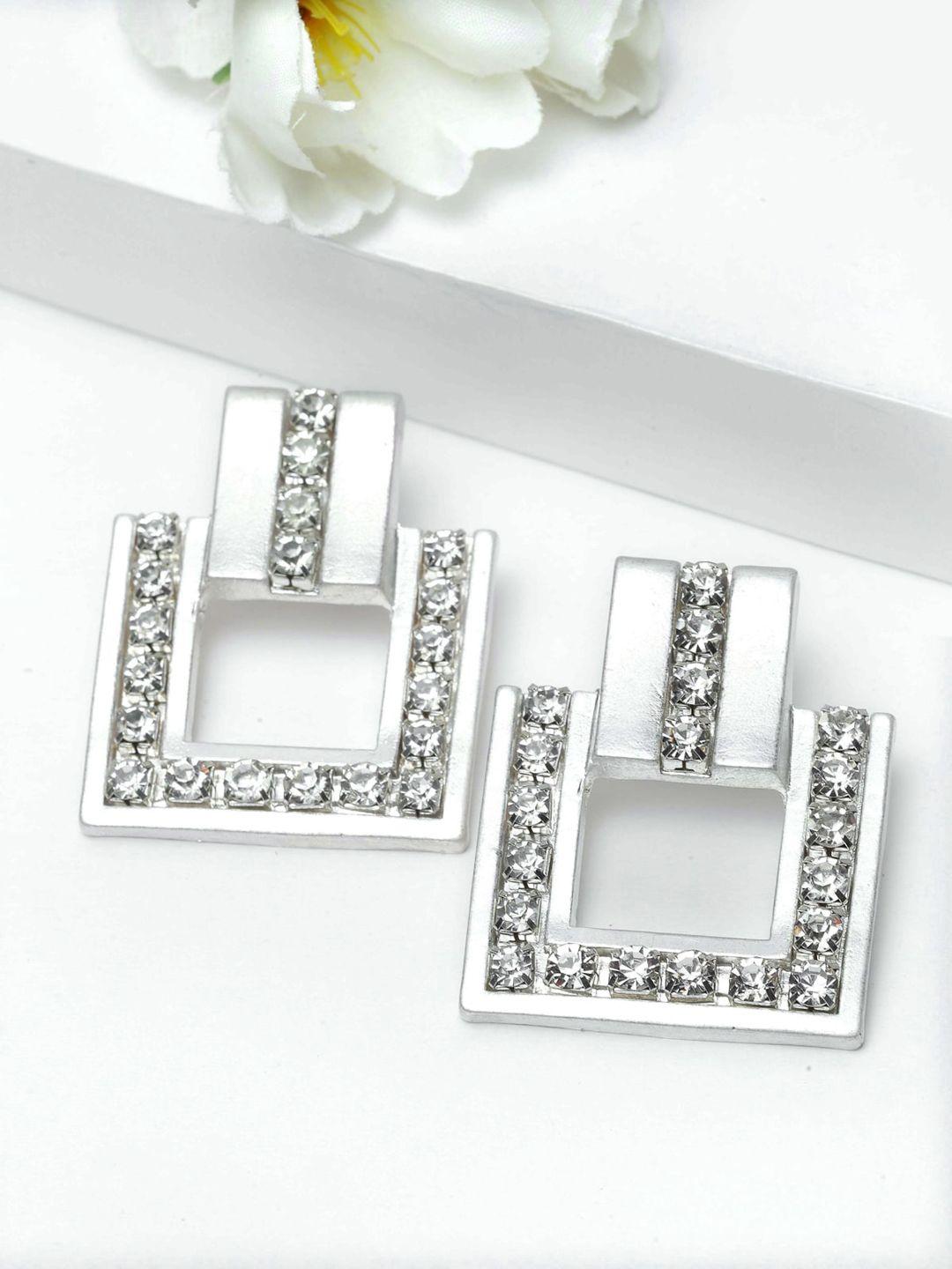 avant-garde paris silver-toned contemporary studs earrings