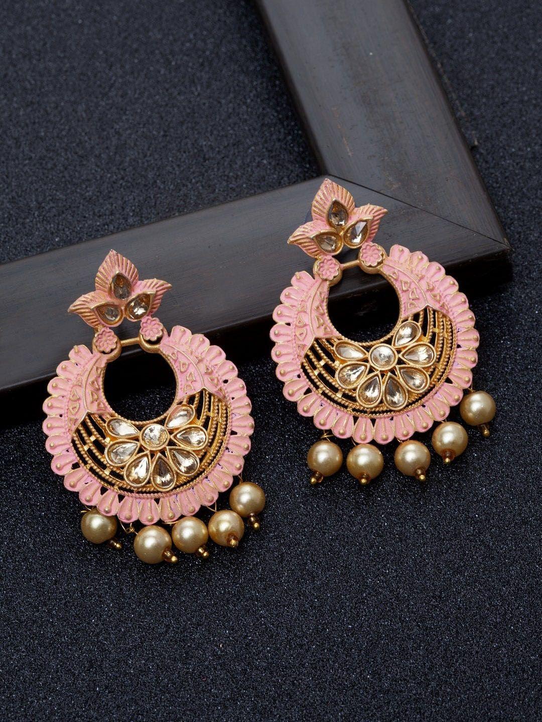 avant-garde paris women pink circular chandbalis earrings