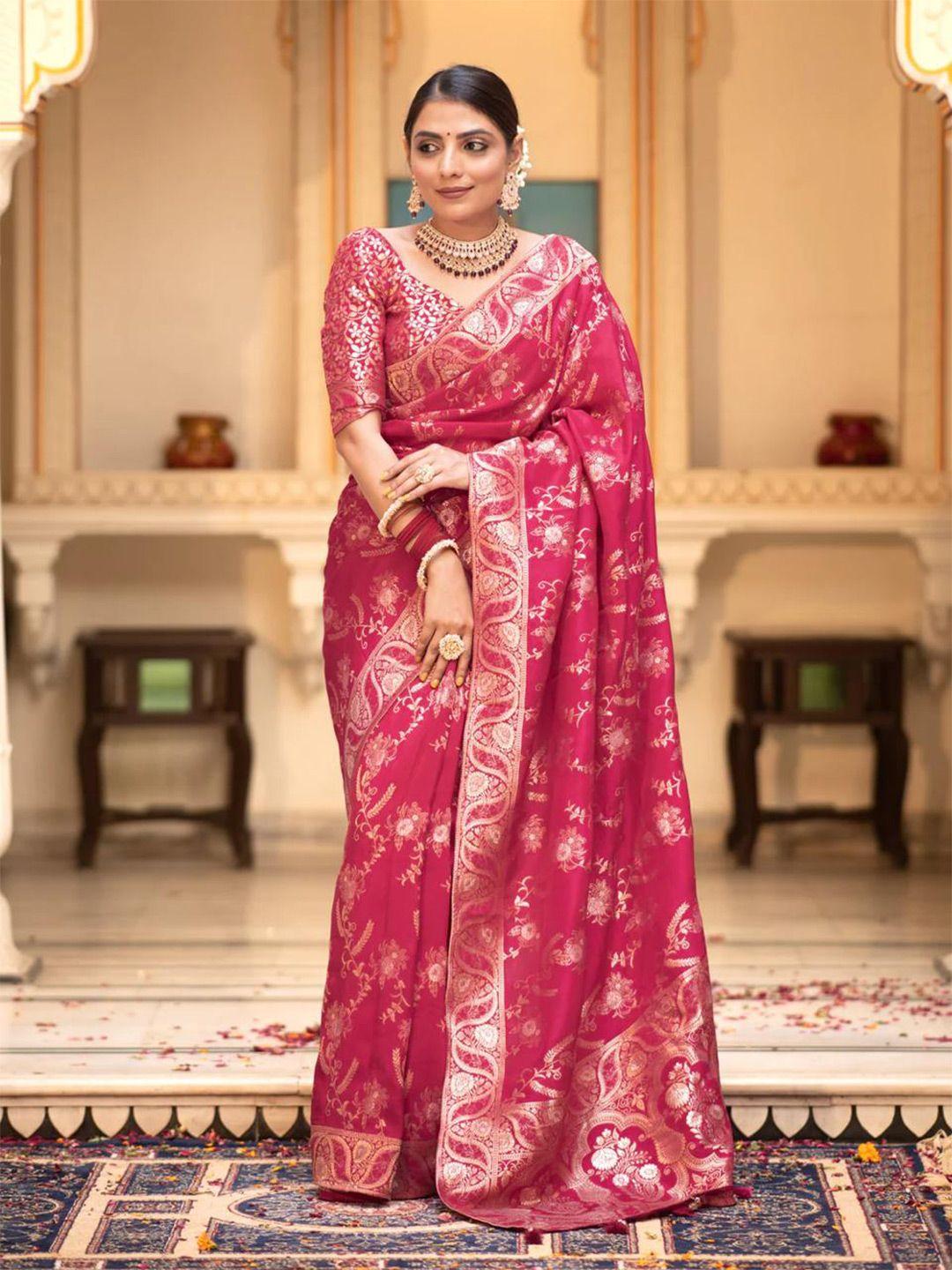 avantika fashion pink ethnic motifs pure silk designer kanjeevaram saree