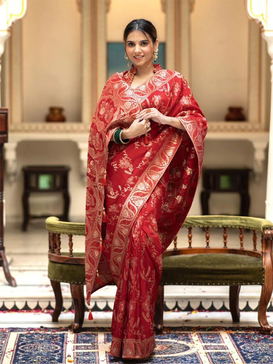 avantika fashion red ethnic motifs pure silk designer kanjeevaram saree