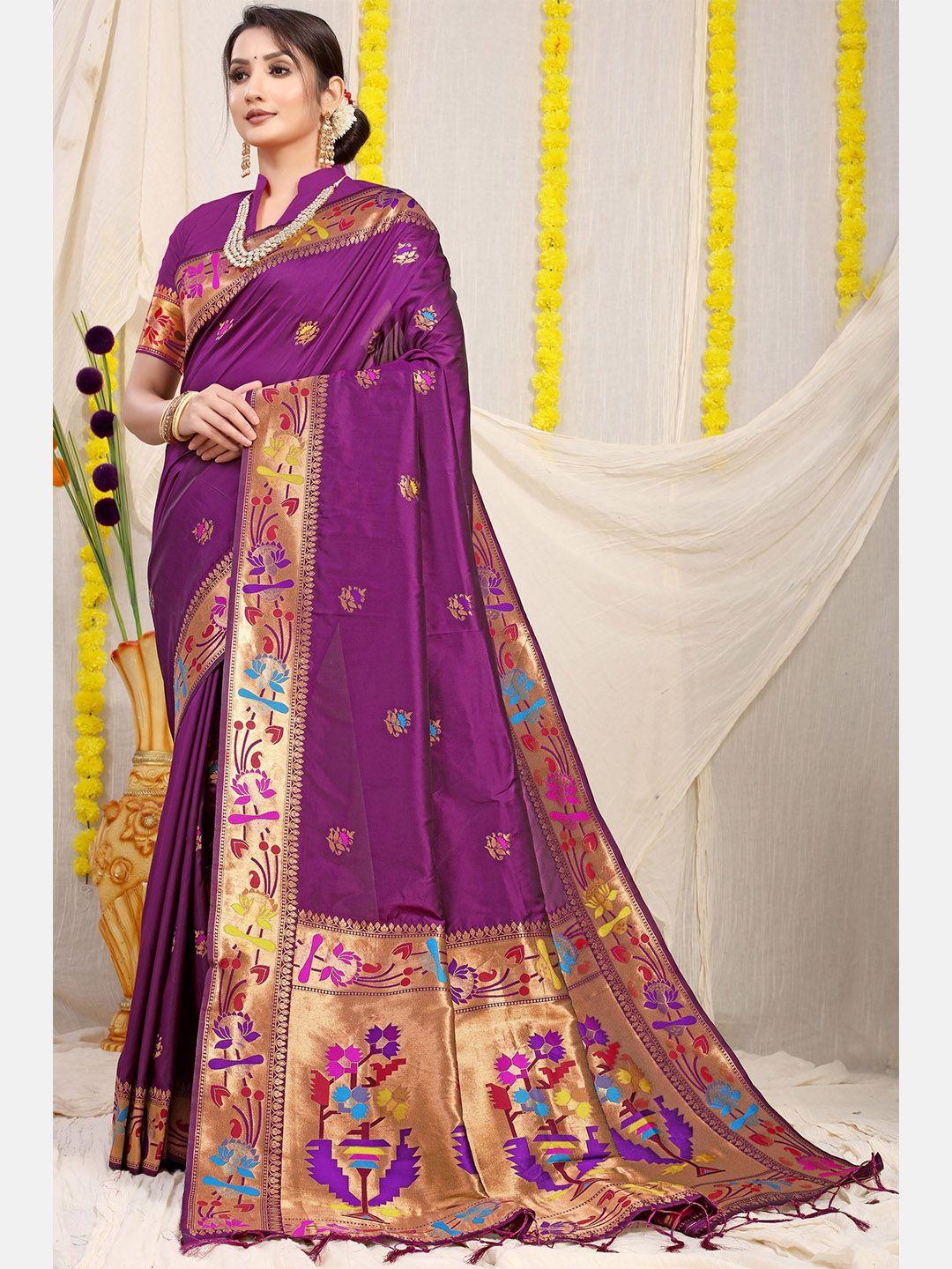 avantika fashion woven design zari pure silk paithani saree